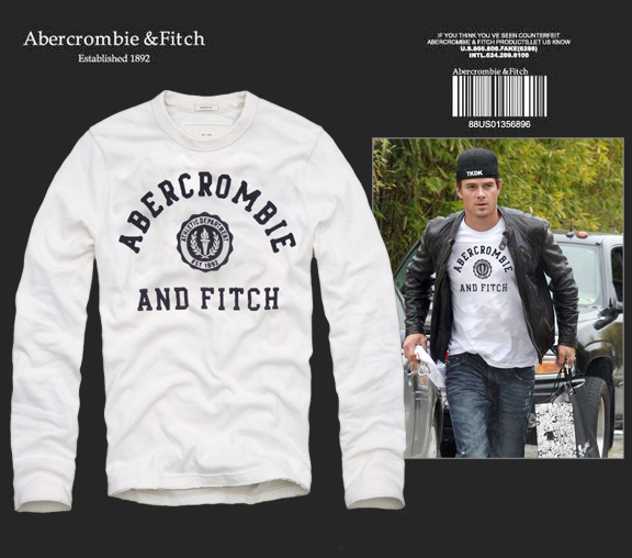 Abercrombie Fitch Hombres De Cuello Redondo Con Gente Fotos Largo Remera AF6154